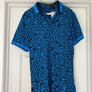G/Fore Men’s Pique Racer Blue Polo - distorted check